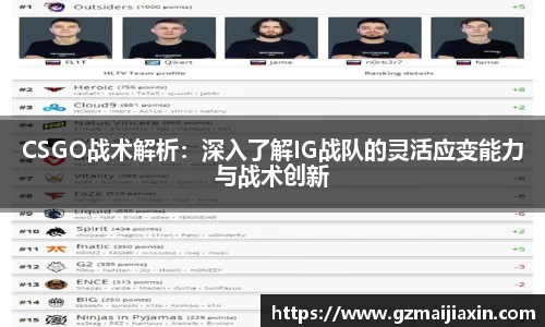 CSGO战术解析：深入了解IG战队的灵活应变能力与战术创新